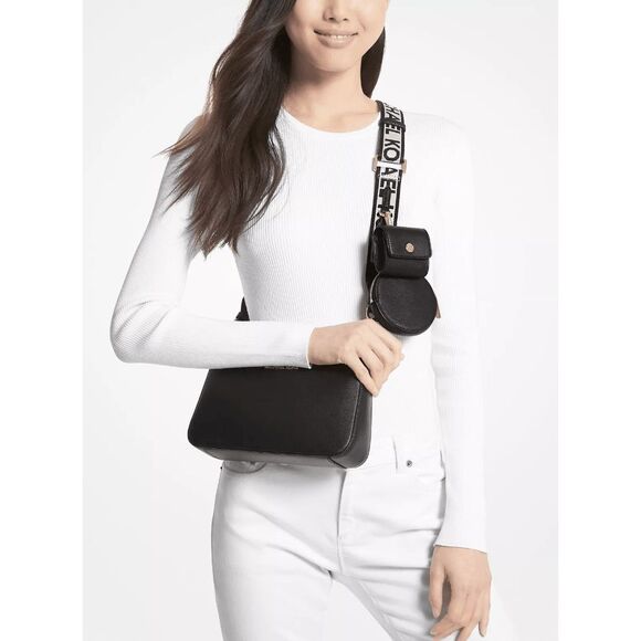 Michael Kors Jet Set Saffiano Leather Tech Crossbody Bag Black OS $448 - Picture 1 of 9